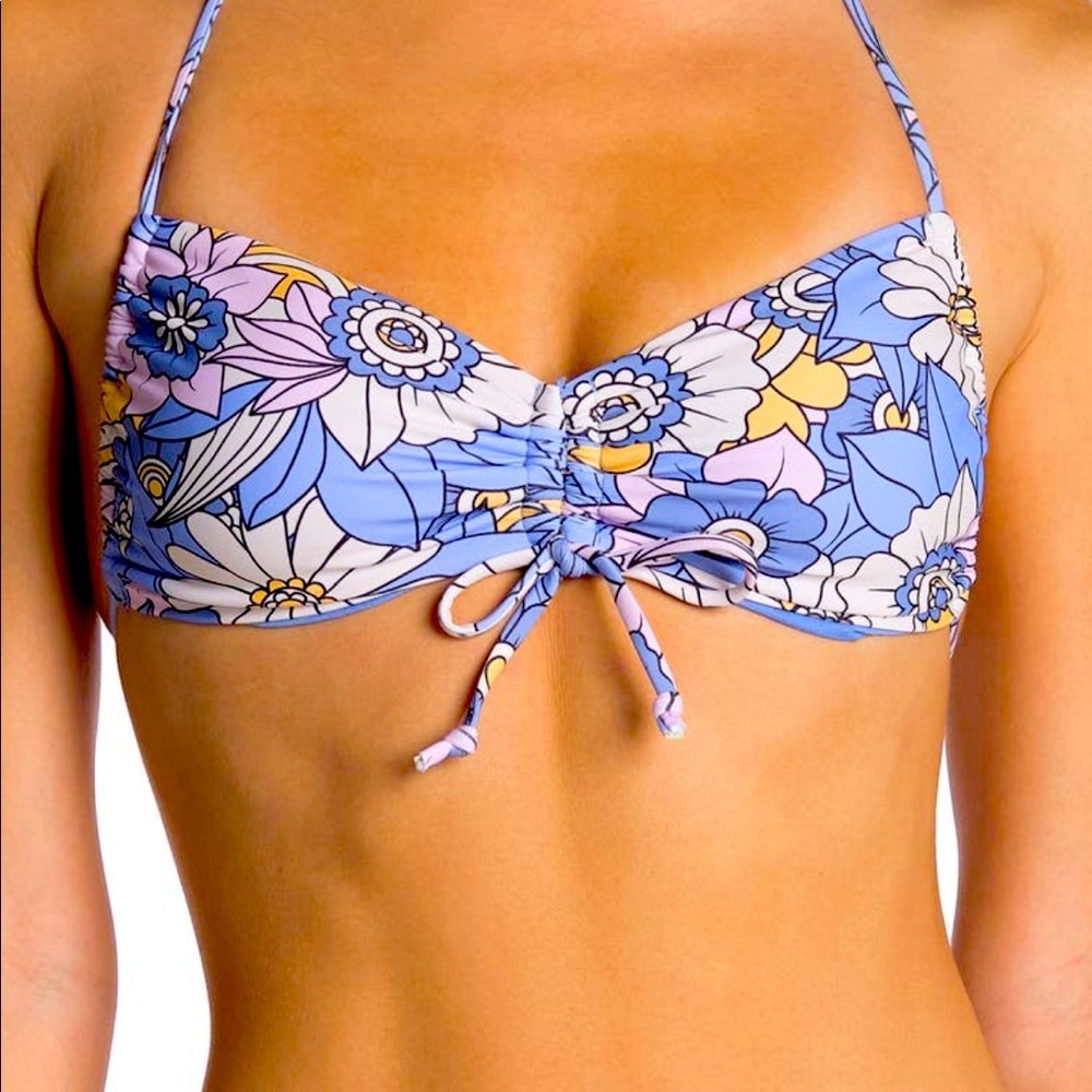 New With Tags!- VYB - Groovy Floral Cinched Bandeau Bikini Too